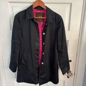Coach Navy Trench Coat with Pink Interior